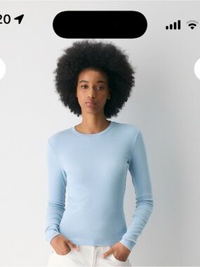 ARITZIA Light Blue Women's homestretch cropped long sleeve shirt